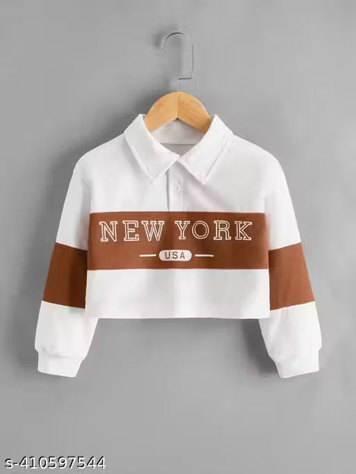 Korean Style T-shirt With Collar Style Cotton Blend Crop Top Comfy Trendy Women Top & Tunics | Half Sleeves T-Shirt for Women & Girl's hustle basket