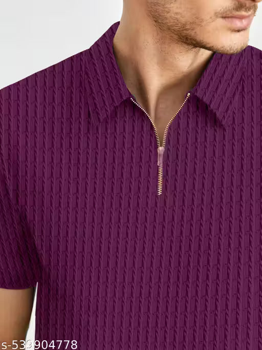 Happy Mode MEN SELF DESIGN POLO T SHIRT FOR MEN AND BOYS hustle basket