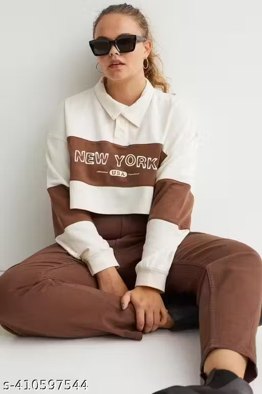 Korean Style T-shirt With Collar Style Cotton Blend Crop Top Comfy Trendy Women Top & Tunics | Half Sleeves T-Shirt for Women & Girl's hustle basket