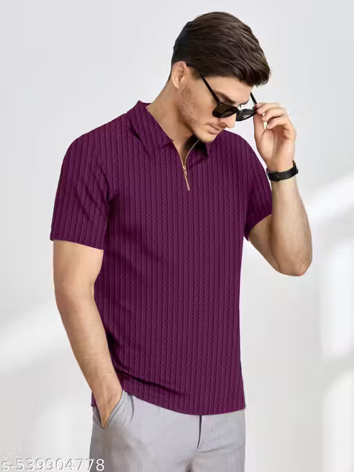 Happy Mode MEN SELF DESIGN POLO T SHIRT FOR MEN AND BOYS hustle basket