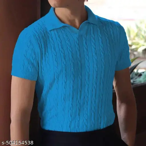 Knitted polo cotton for men ; self designed hustle basket